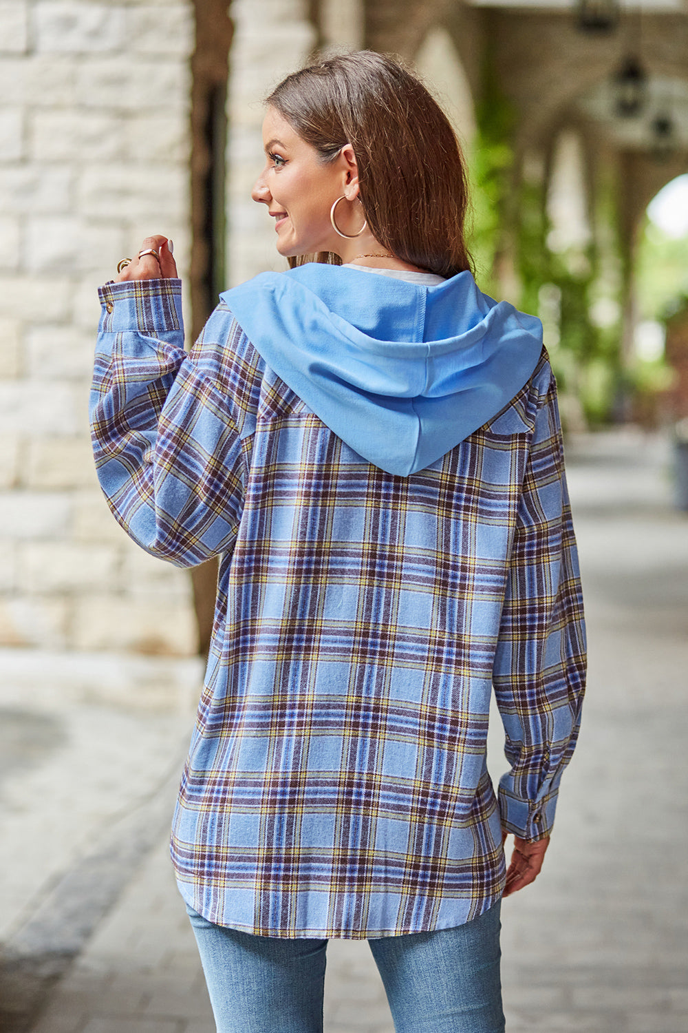 Plaid Long Sleeve Hooded Jacket - FunkyPeacockStore (Store description)