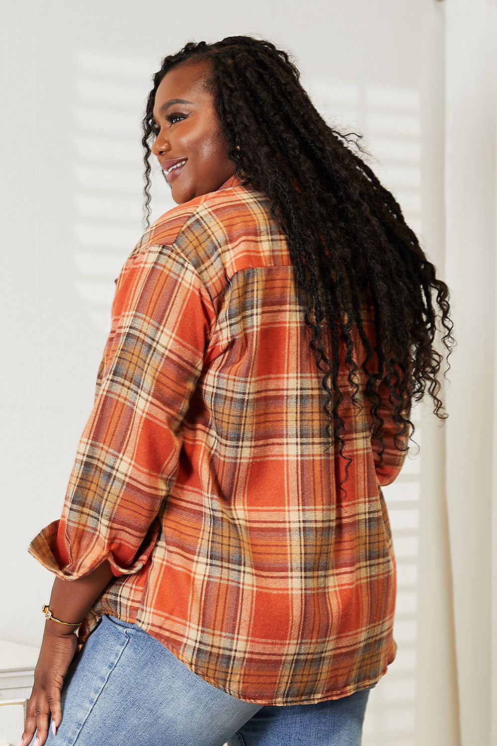 Double Take Plaid Dropped Shoulder Shirt - FunkyPeacockStore (Store description)