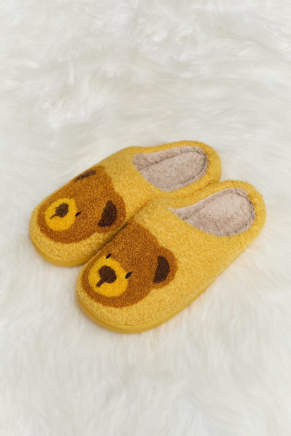 Melody Teddy Bear Print Plush Slide Slippers - FunkyPeacockStore (Store description)