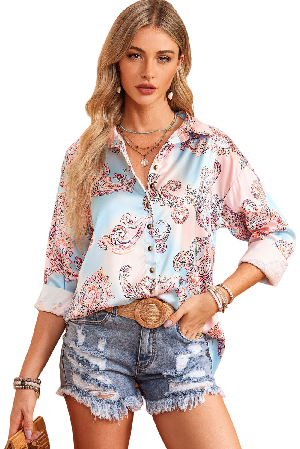 Printed Long Sleeve Collared Shirt - FunkyPeacockStore (Store description)