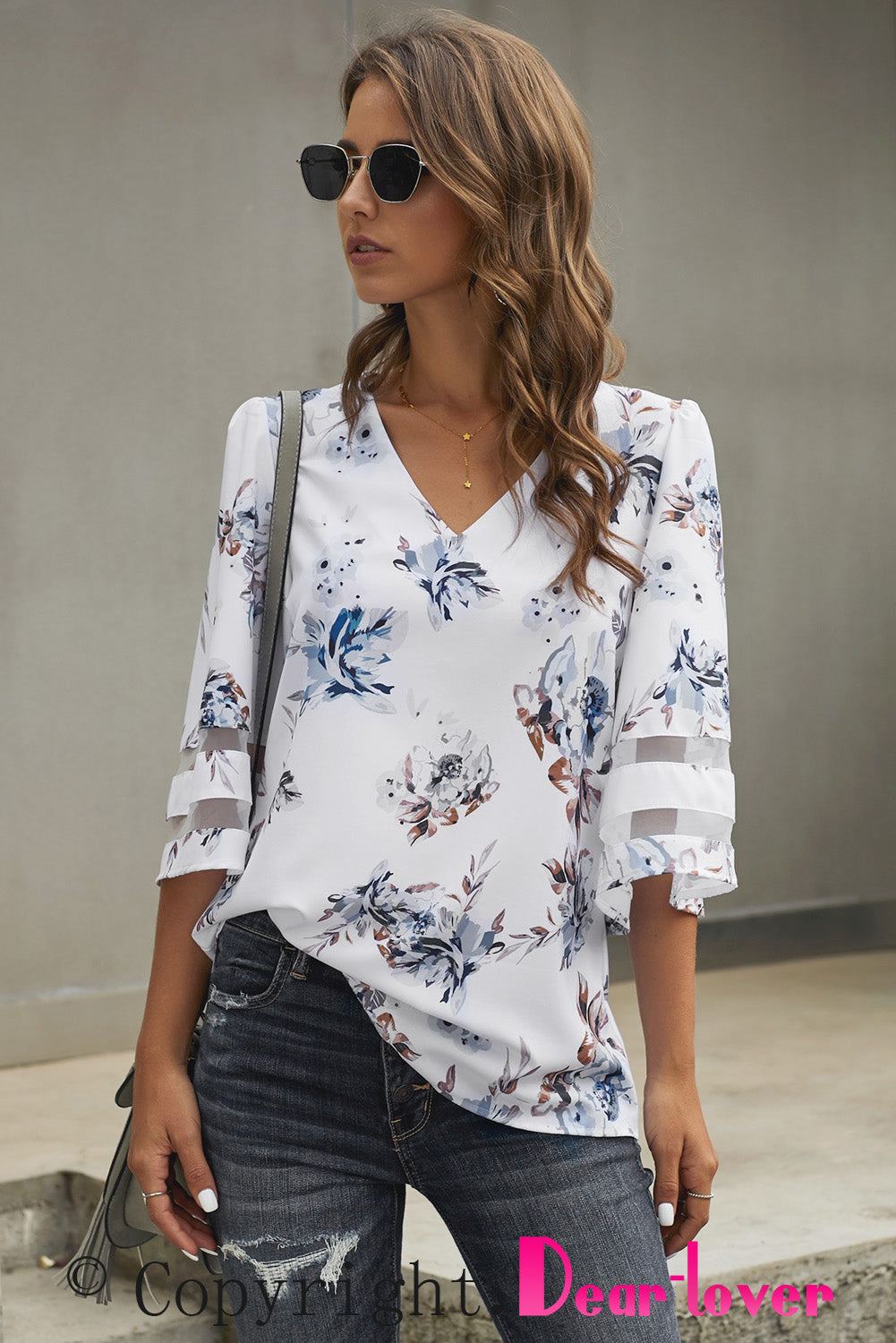 Printed Flare Sleeve Top - FunkyPeacockStore (Store description)