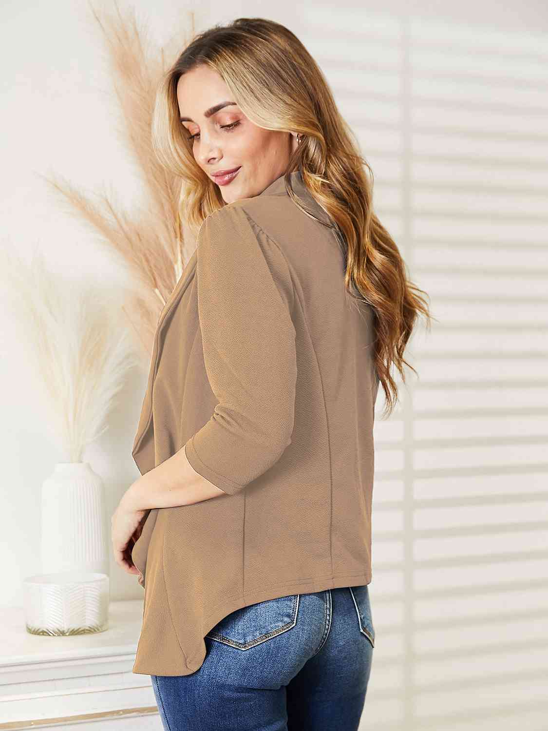 Ninexis Open Front 3/4 Sleeve Full Size Cardigan - FunkyPeacockStore (Store description)