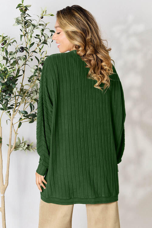 Basic Bae Full Size Ribbed Open Front Long Sleeve Cardigan - FunkyPeacockStore (Store description)