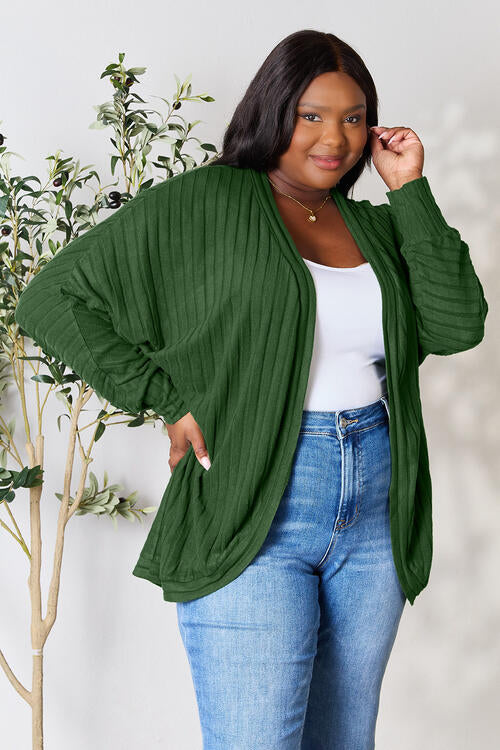 Basic Bae Full Size Ribbed Open Front Long Sleeve Cardigan - FunkyPeacockStore (Store description)