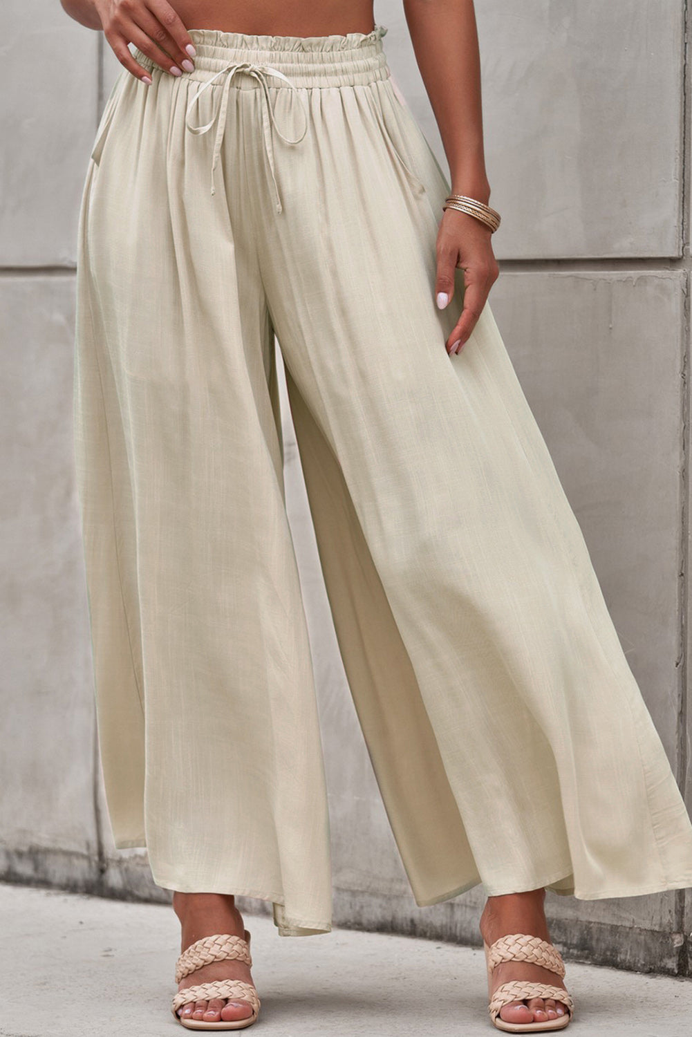 Drawstring Waist Wide Leg Pants - FunkyPeacockStore (Store description)