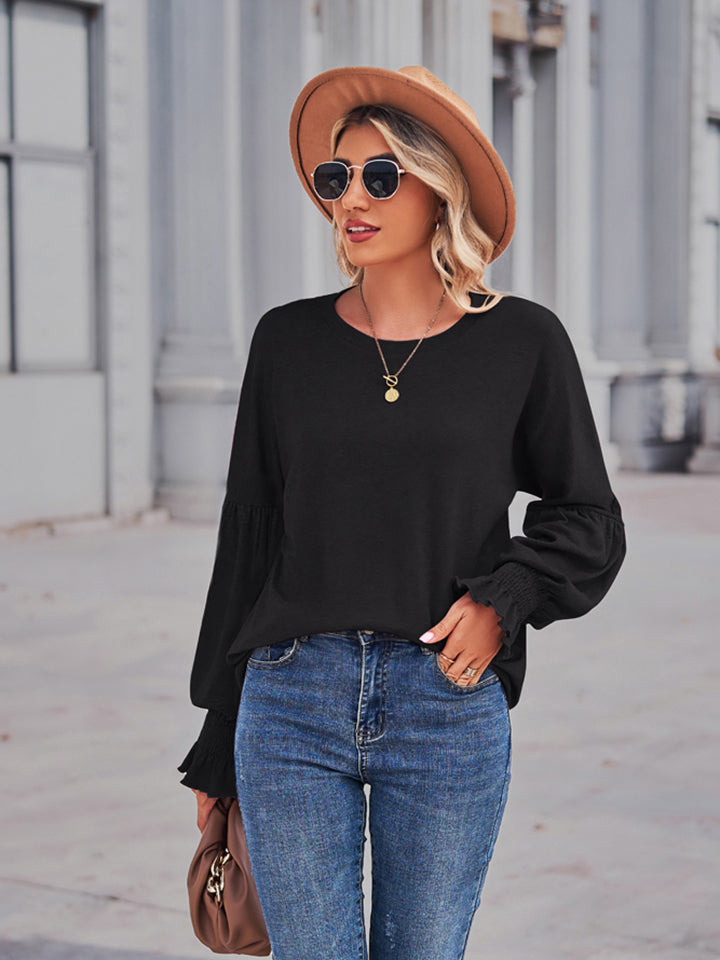 Round Neck Flounce Sleeve Blouse - FunkyPeacockStore (Store description)