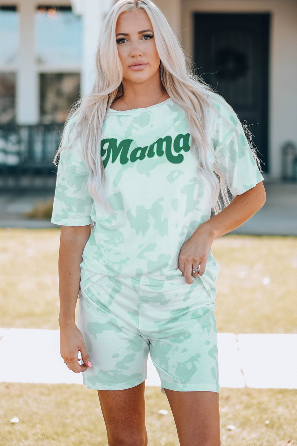 Women Printed Letter Graphic Lounge Set - FunkyPeacockStore (Store description)