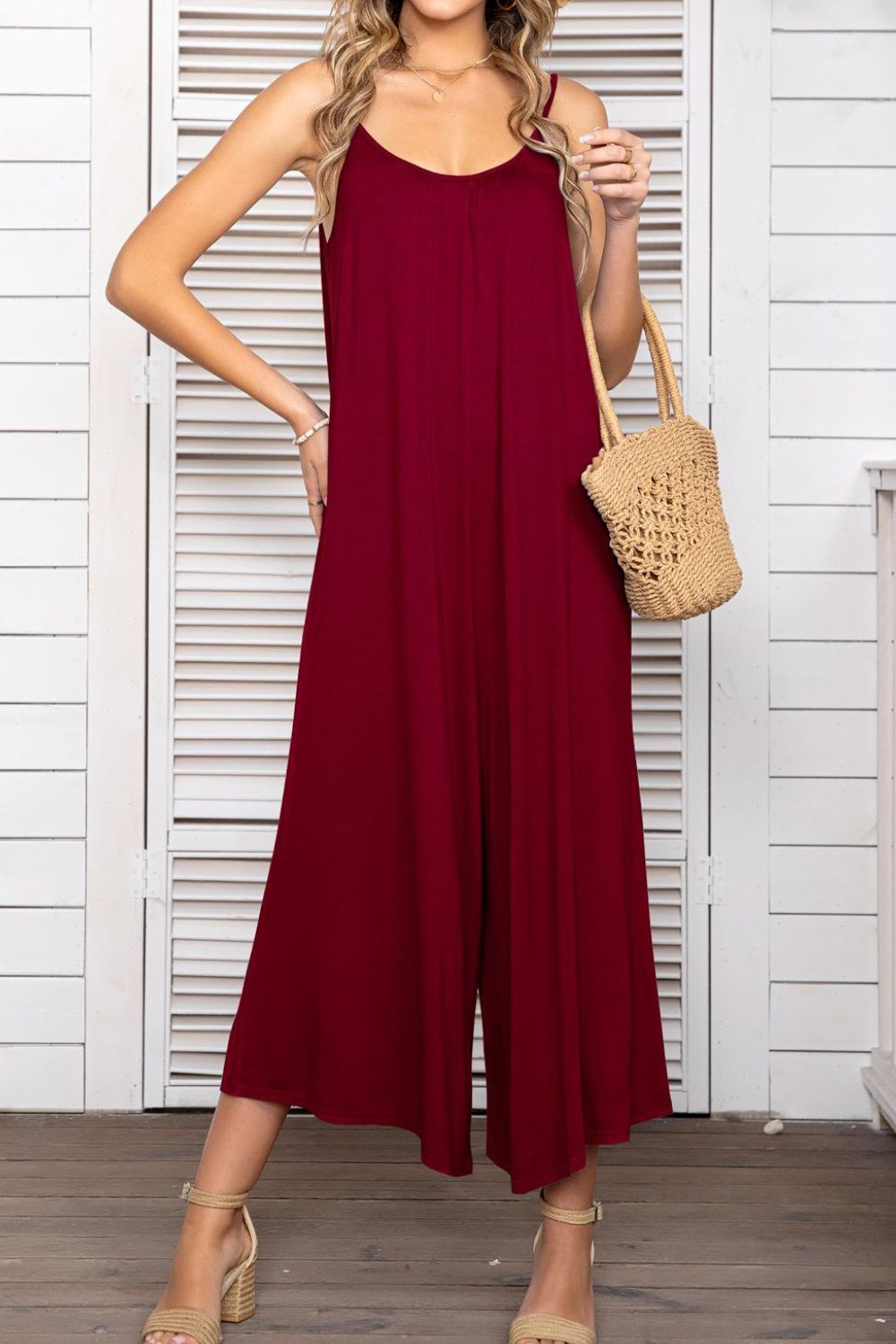 Spaghetti Strap Scoop Neck Jumpsuit - FunkyPeacockStore (Store description)