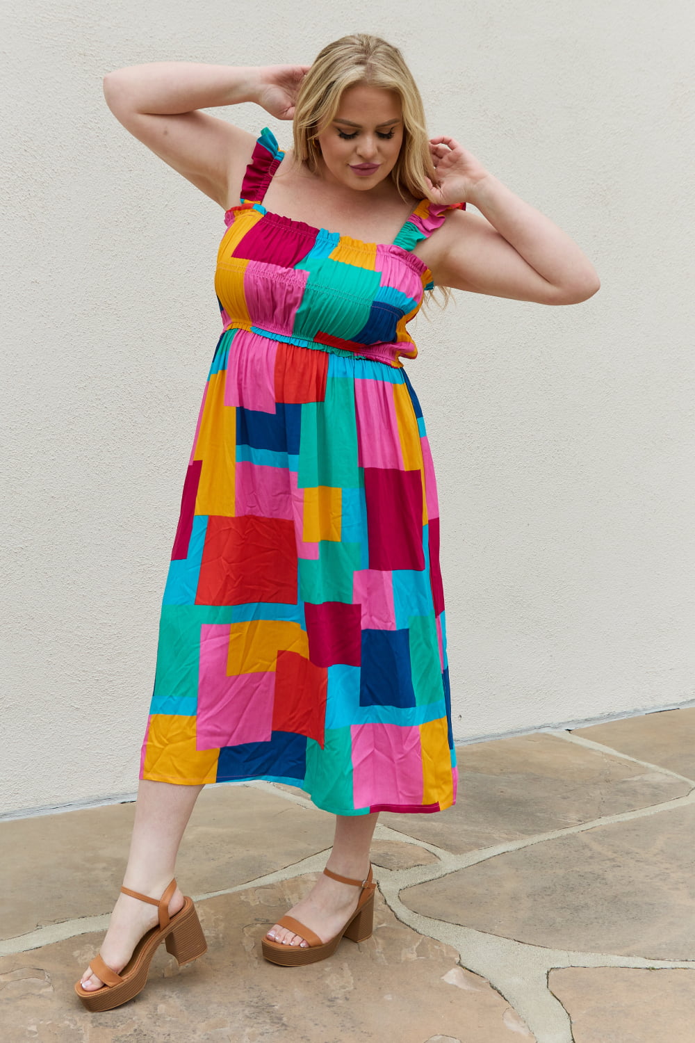 And The Why Multicolored Square Print Summer Dress - FunkyPeacockStore (Store description)