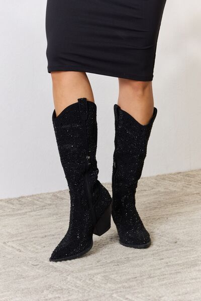 Forever Link Rhinestone Knee High Cowboy Boots - FunkyPeacockStore (Store description)