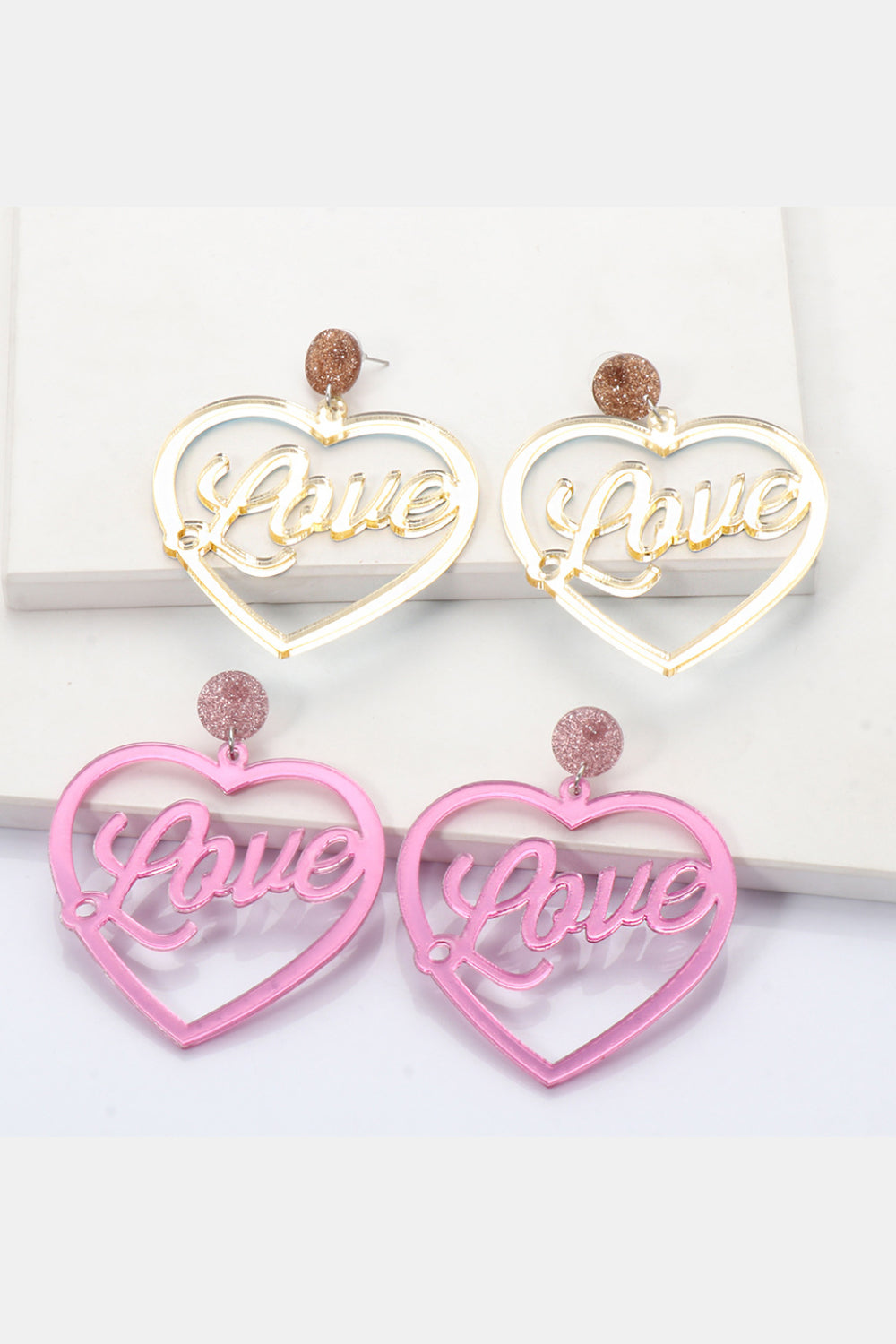 Heart Shape Acrylic Dangle Earrings - FunkyPeacockStore (Store description)