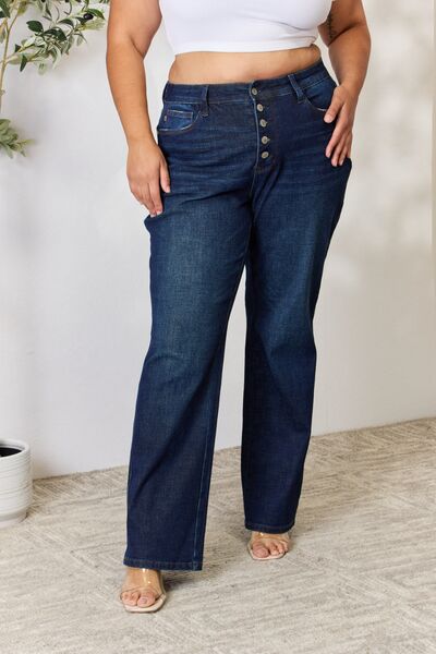 Judy Blue Button-Fly Straight Jeans - FunkyPeacockStore (Store description)