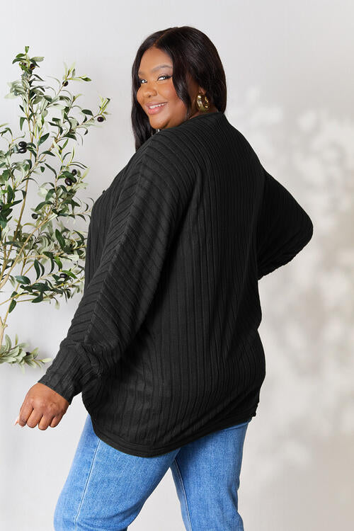 Basic Bae Full Size Ribbed Open Front Long Sleeve Cardigan - FunkyPeacockStore (Store description)