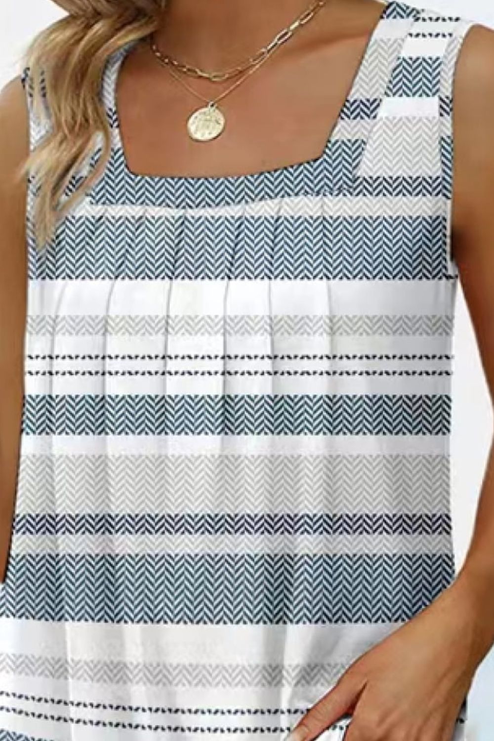 Printed Square Neck Curved Hem Tank - FunkyPeacockStore (Store description)