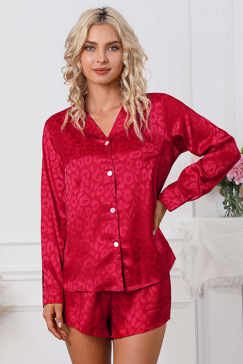 Long Sleeve Shirt and Shorts Lounge Set - FunkyPeacockStore (Store description)