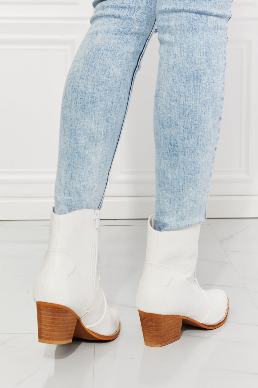 MMShoes Watertower Town Faux Leather Western Ankle Boots in White - FunkyPeacockStore (Store description)