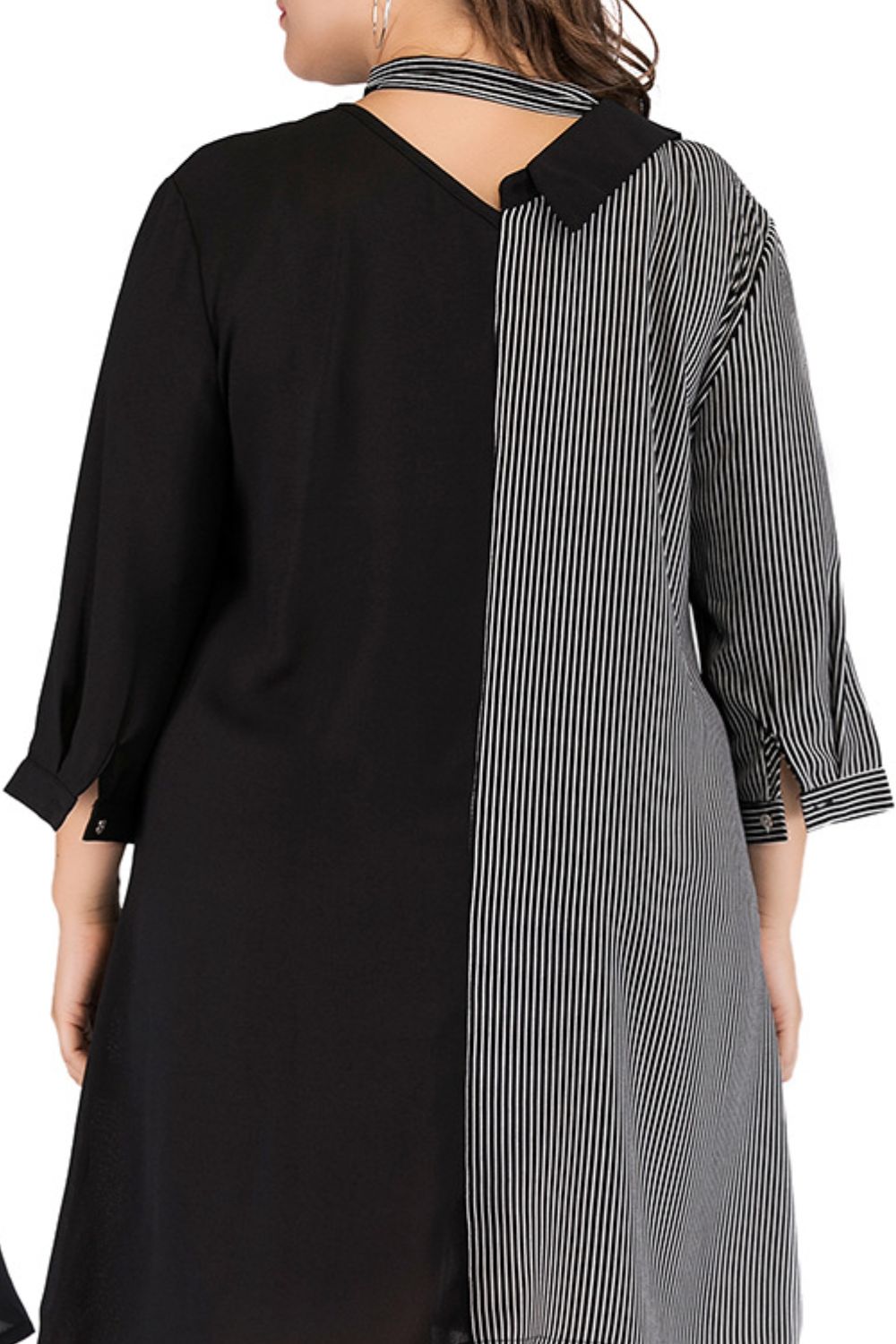 Striped Color Block Tie-Neck Dress - FunkyPeacockStore (Store description)