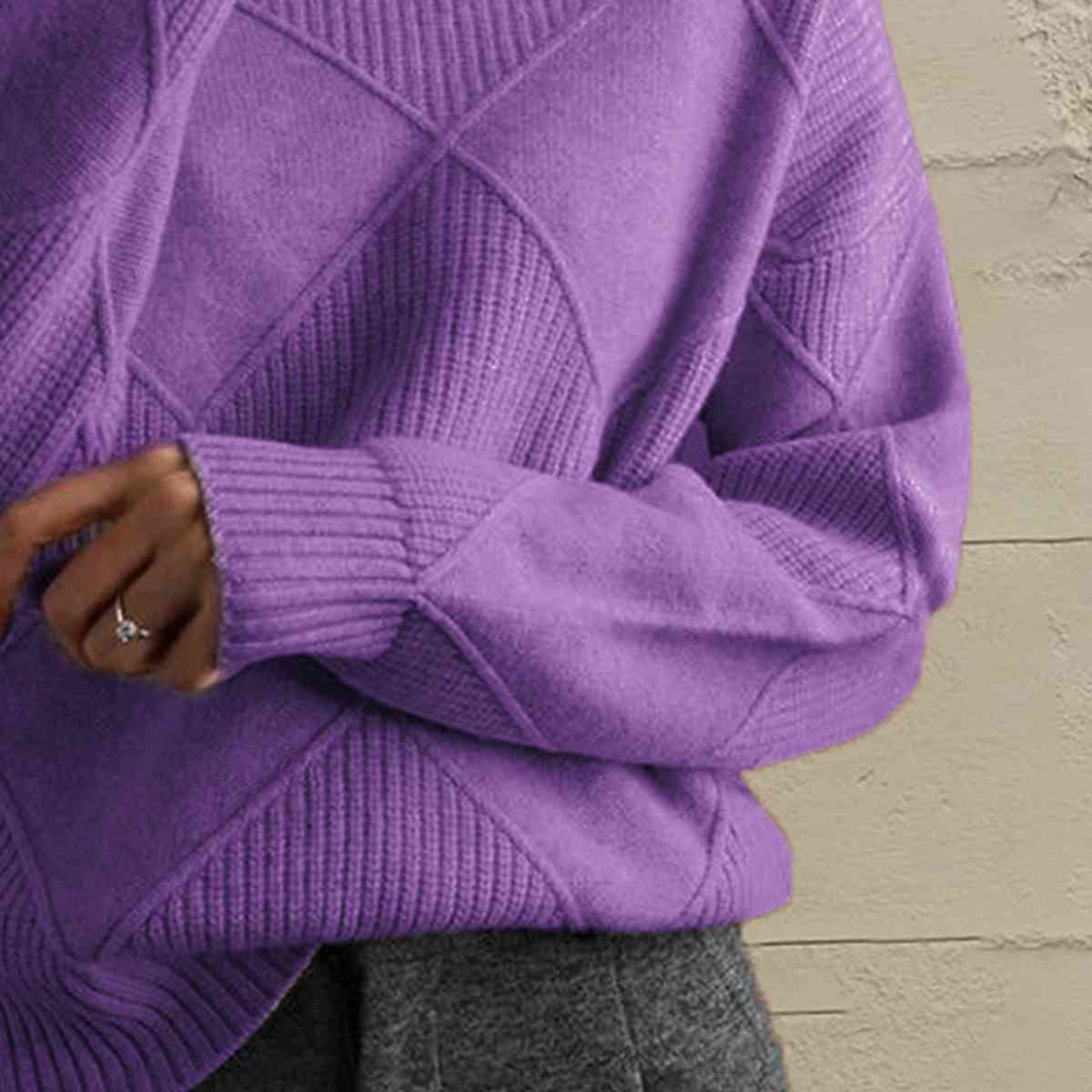 Geometric Turtleneck Long Sleeve Sweater - FunkyPeacockStore (Store description)