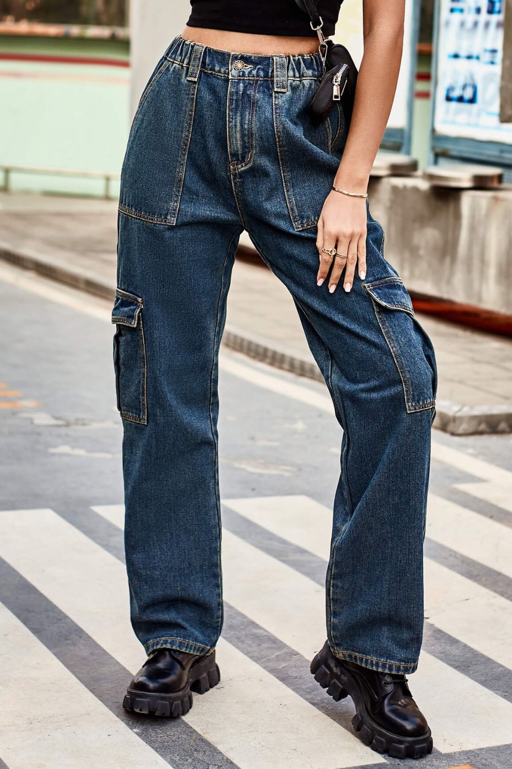 Long Straight Leg Jeans with Pockets - FunkyPeacockStore (Store description)