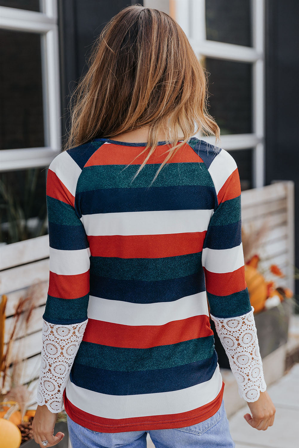 Striped Round Neck Raglan Sleeve Tee - FunkyPeacockStore (Store description)