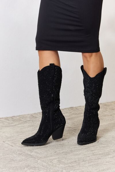 Forever Link Rhinestone Knee High Cowboy Boots - FunkyPeacockStore (Store description)