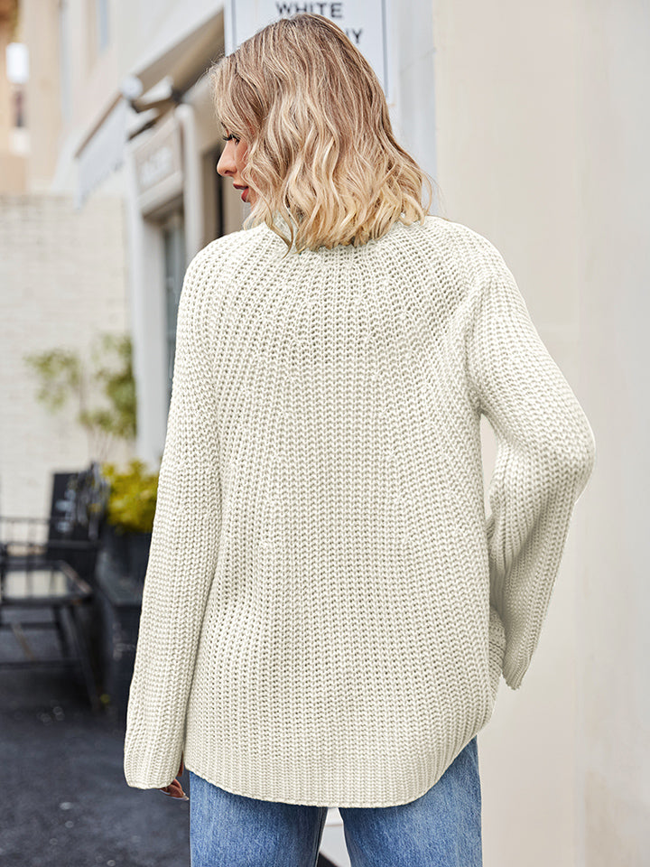 Raglan Sleeve Waffle Knit Sweater - FunkyPeacockStore (Store description)