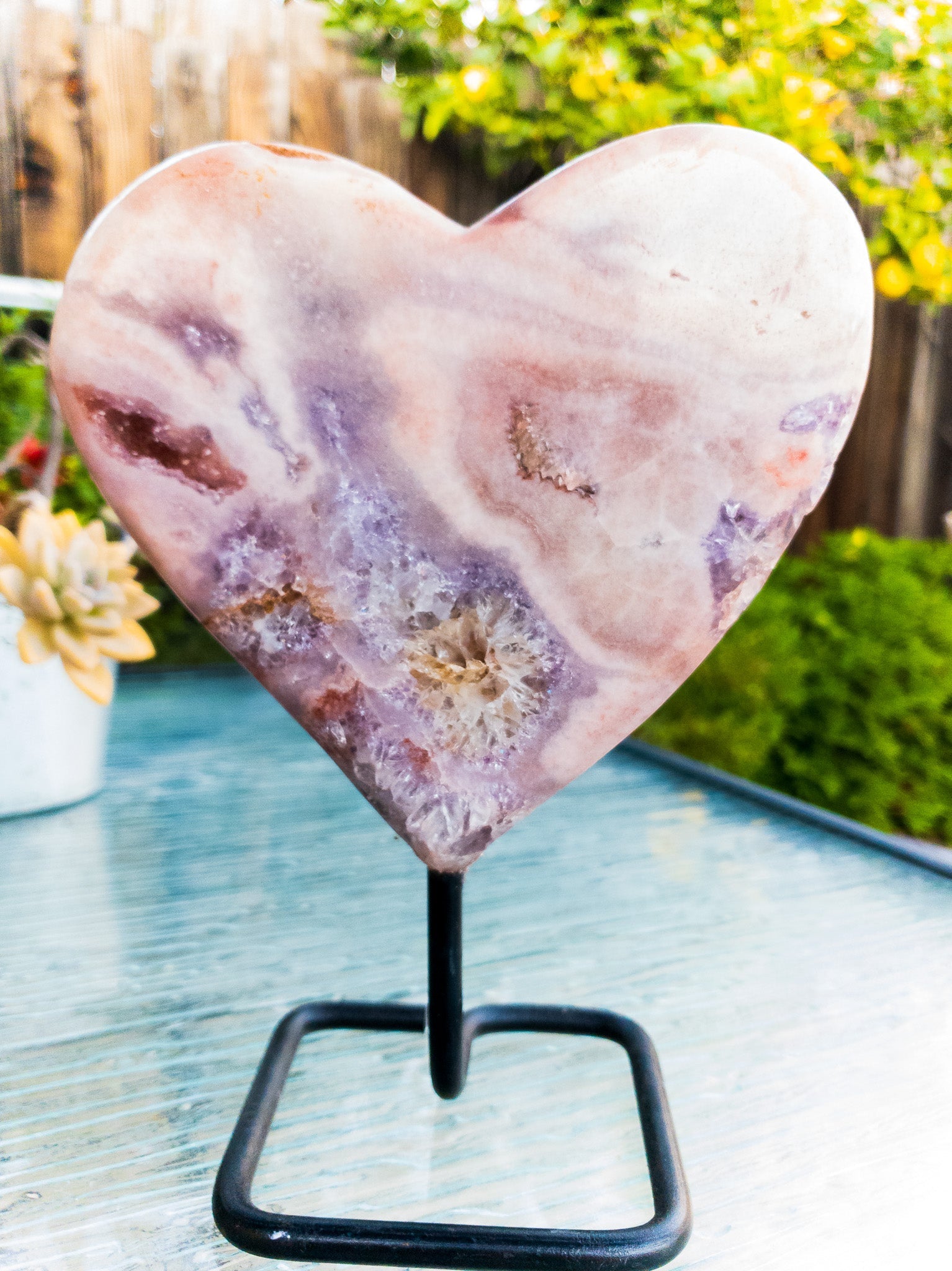 Pink Amethyst Heart Display Piece - FunkyPeacockStore (Store description)