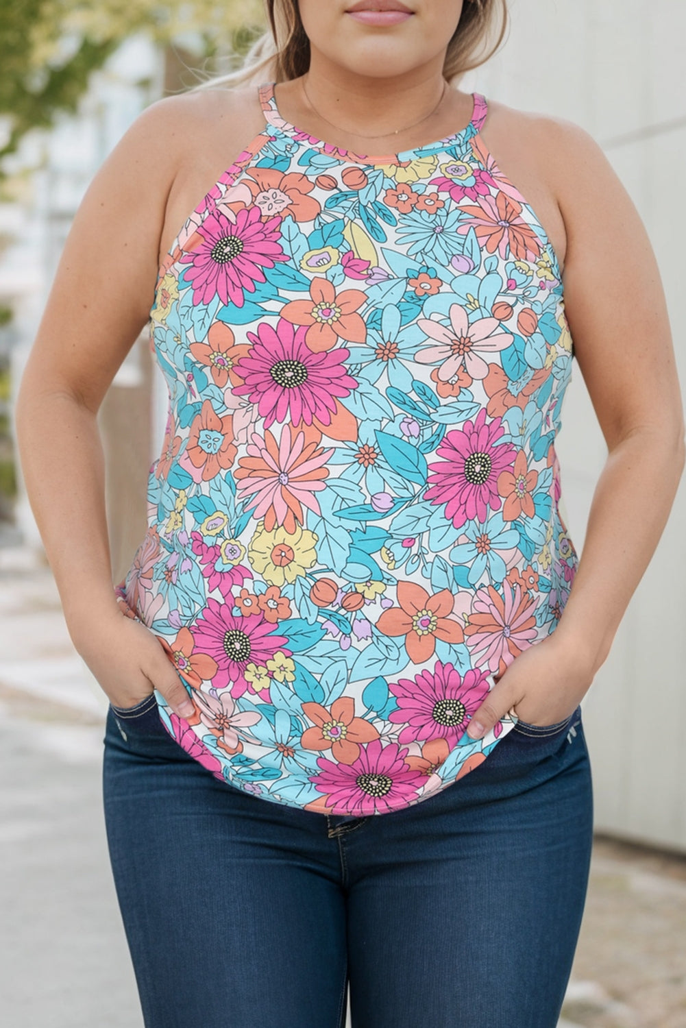 Floral Round Neck Tank - FunkyPeacockStore (Store description)