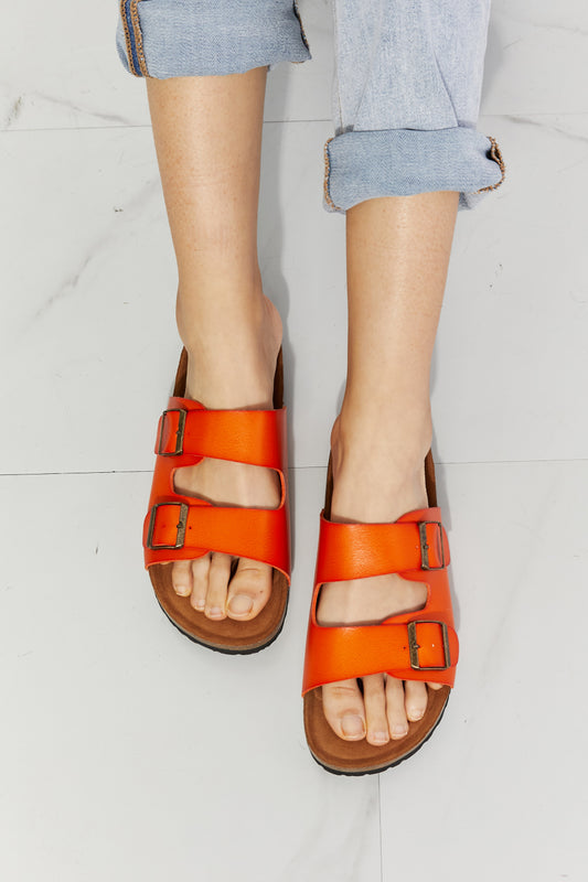 MMShoes Feeling Alive Double Banded Slide Sandals in Orange - FunkyPeacockStore (Store description)