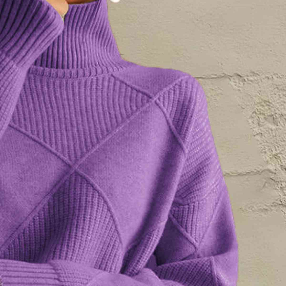 Geometric Turtleneck Long Sleeve Sweater - FunkyPeacockStore (Store description)