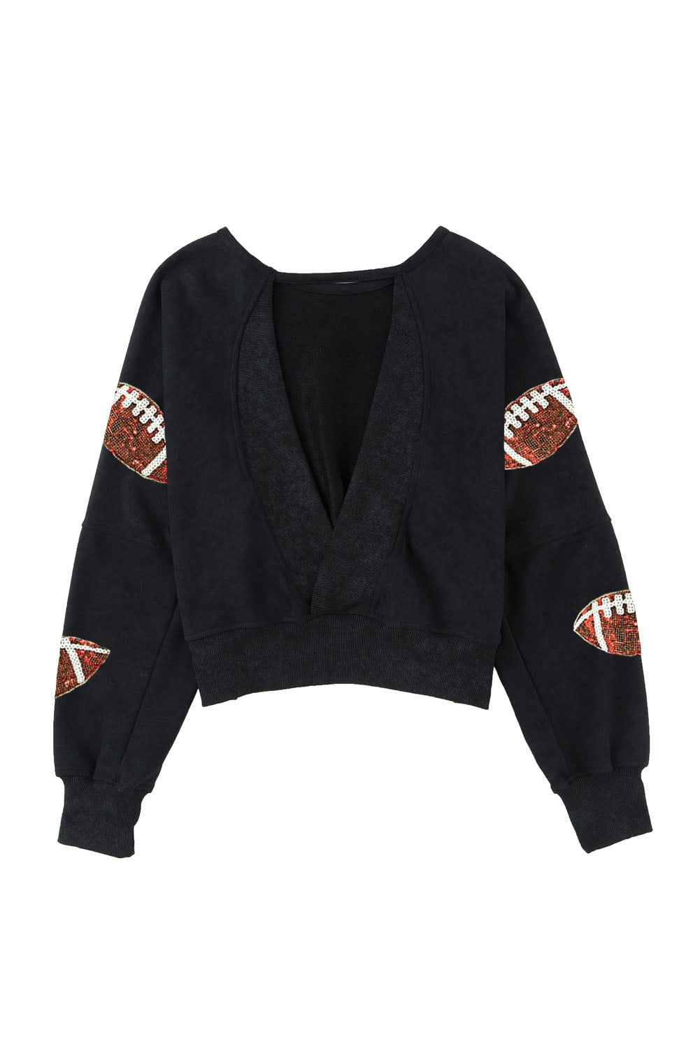 Sequin Football Patch Open Back Sweatshirt - FunkyPeacockStore (Store description)