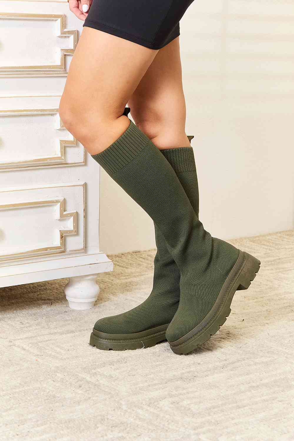 WILD DIVA Footwear Knee High Platform Sock Boots - FunkyPeacockStore (Store description)