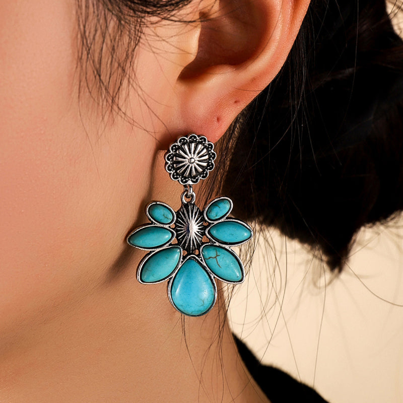 Artificial Turquoise Flower Earrings - FunkyPeacockStore (Store description)