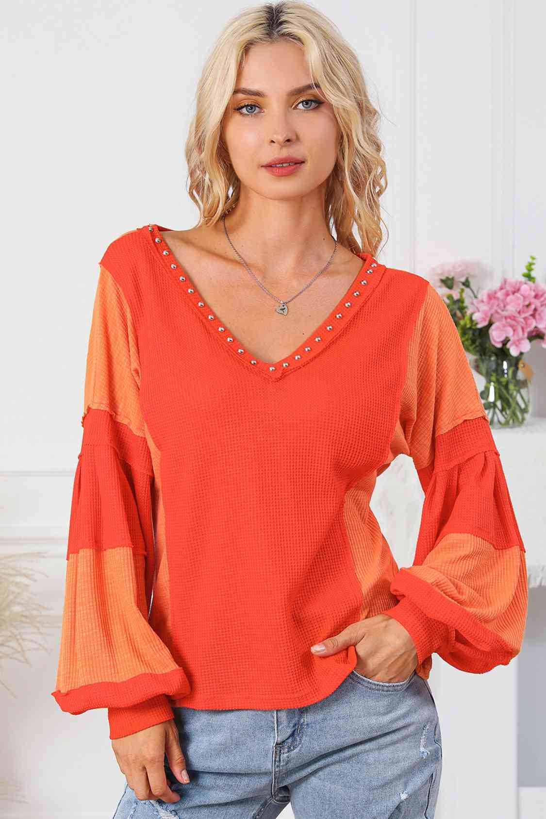 Color Block V-Neck Top - FunkyPeacockStore (Store description)