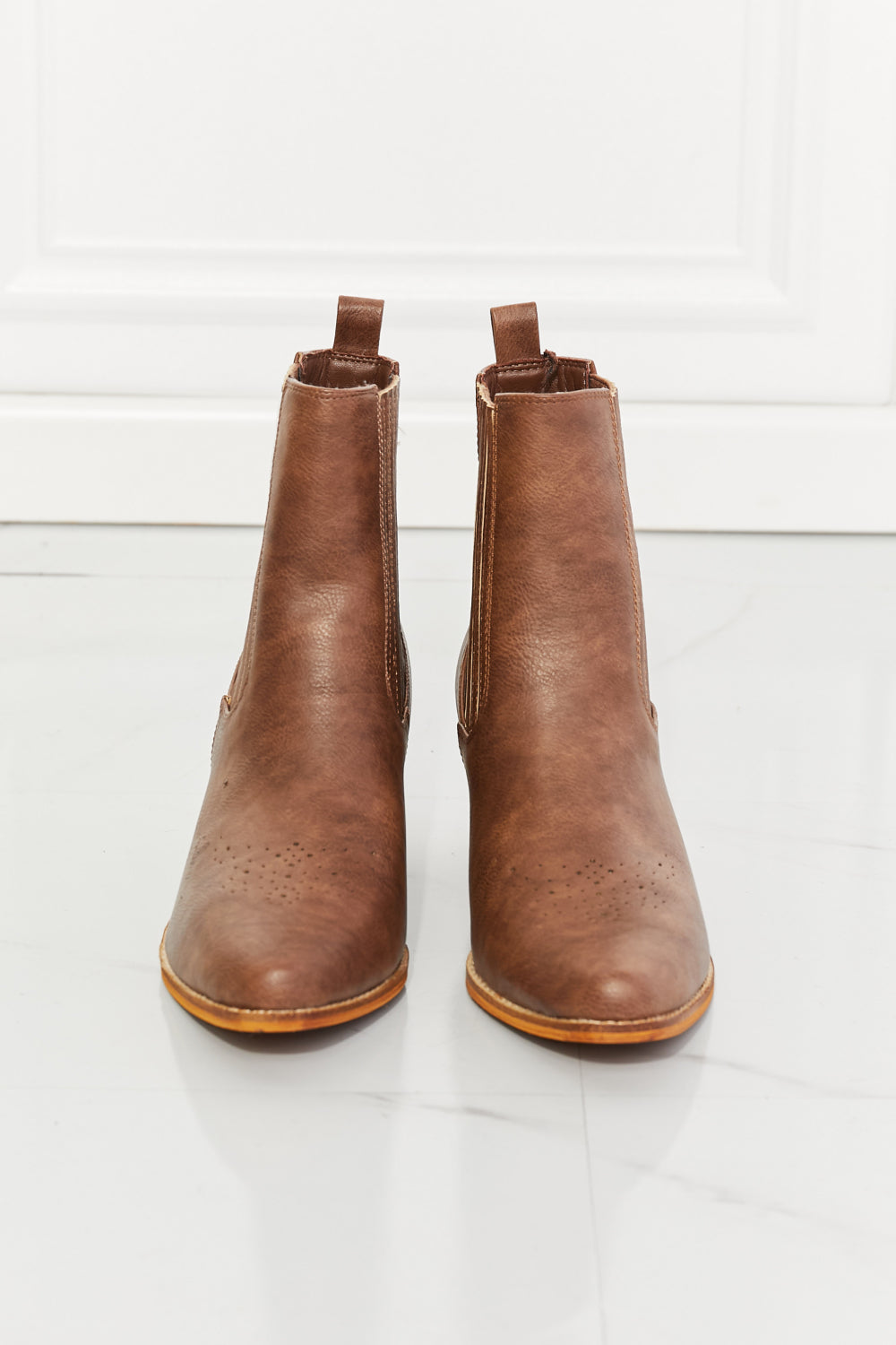 MMShoes Love the Journey Stacked Heel Chelsea Boot in Chestnut - FunkyPeacockStore (Store description)