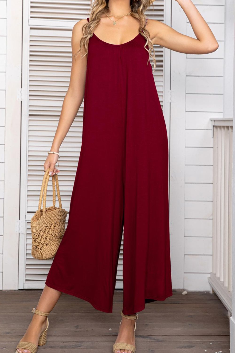 Spaghetti Strap Scoop Neck Jumpsuit - FunkyPeacockStore (Store description)