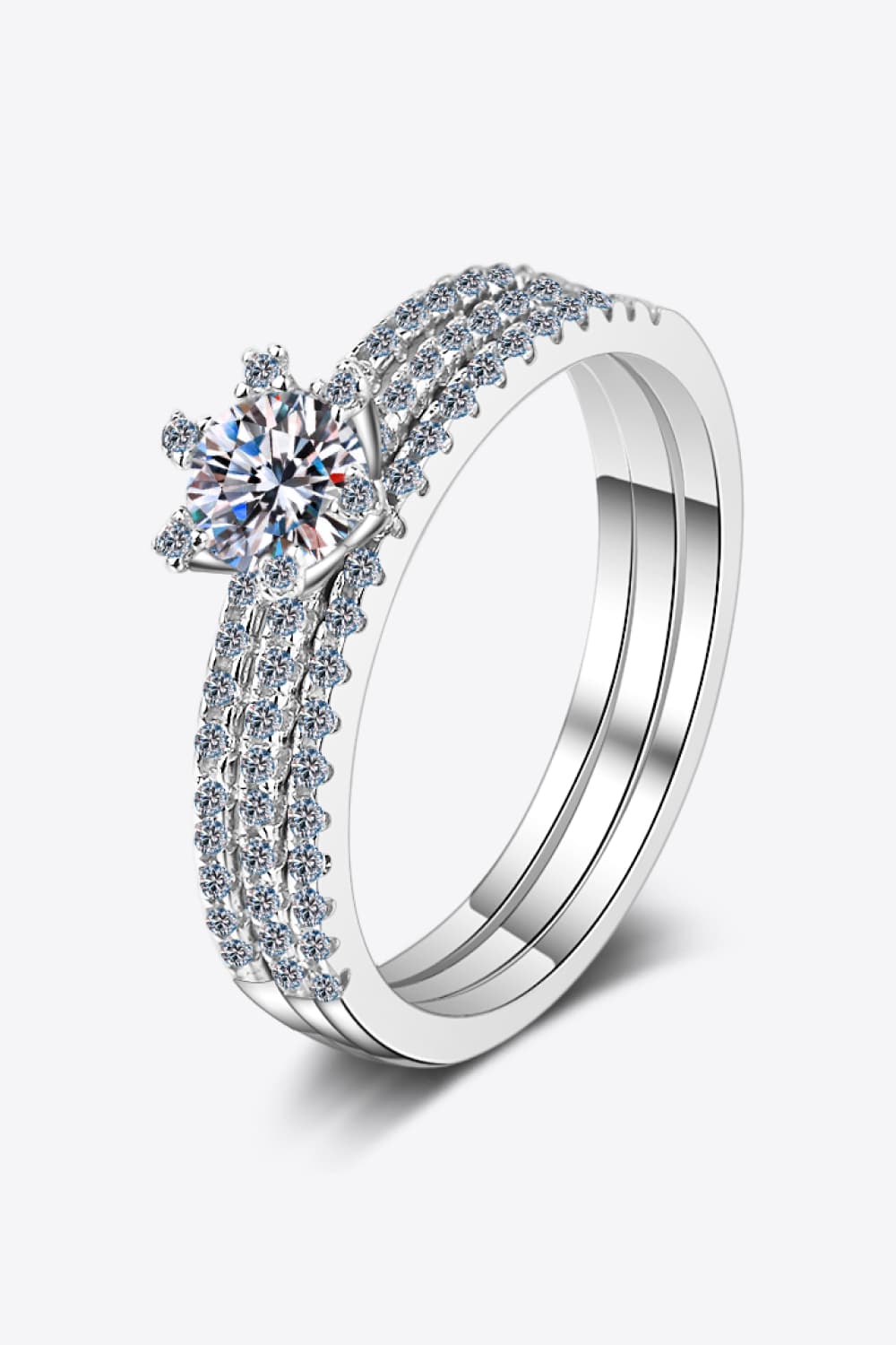 Moissanite 925 Sterling Silver Ring Set - FunkyPeacockStore (Store description)