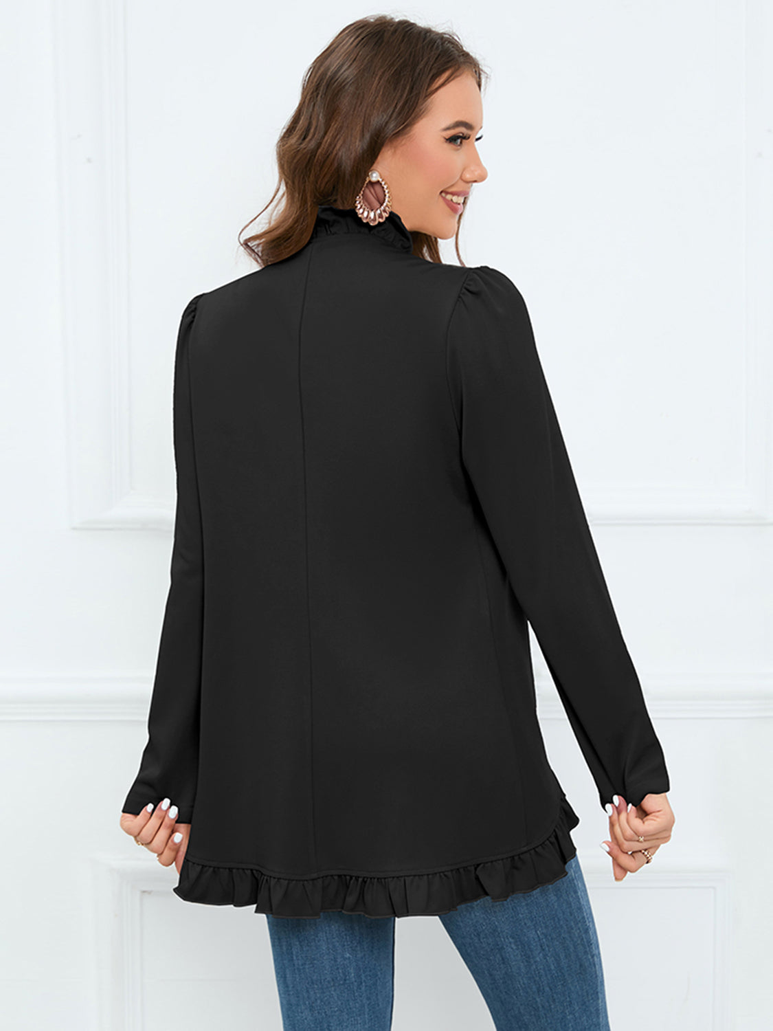 Ruffled Long Sleeve Blazer - FunkyPeacockStore (Store description)