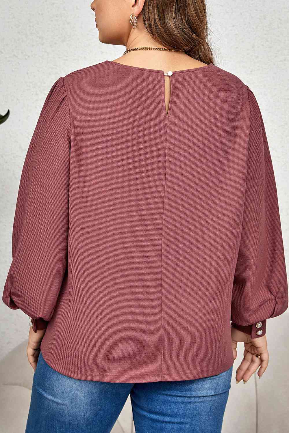 Plus Size Round Neck Puff Sleeve Top - FunkyPeacockStore (Store description)