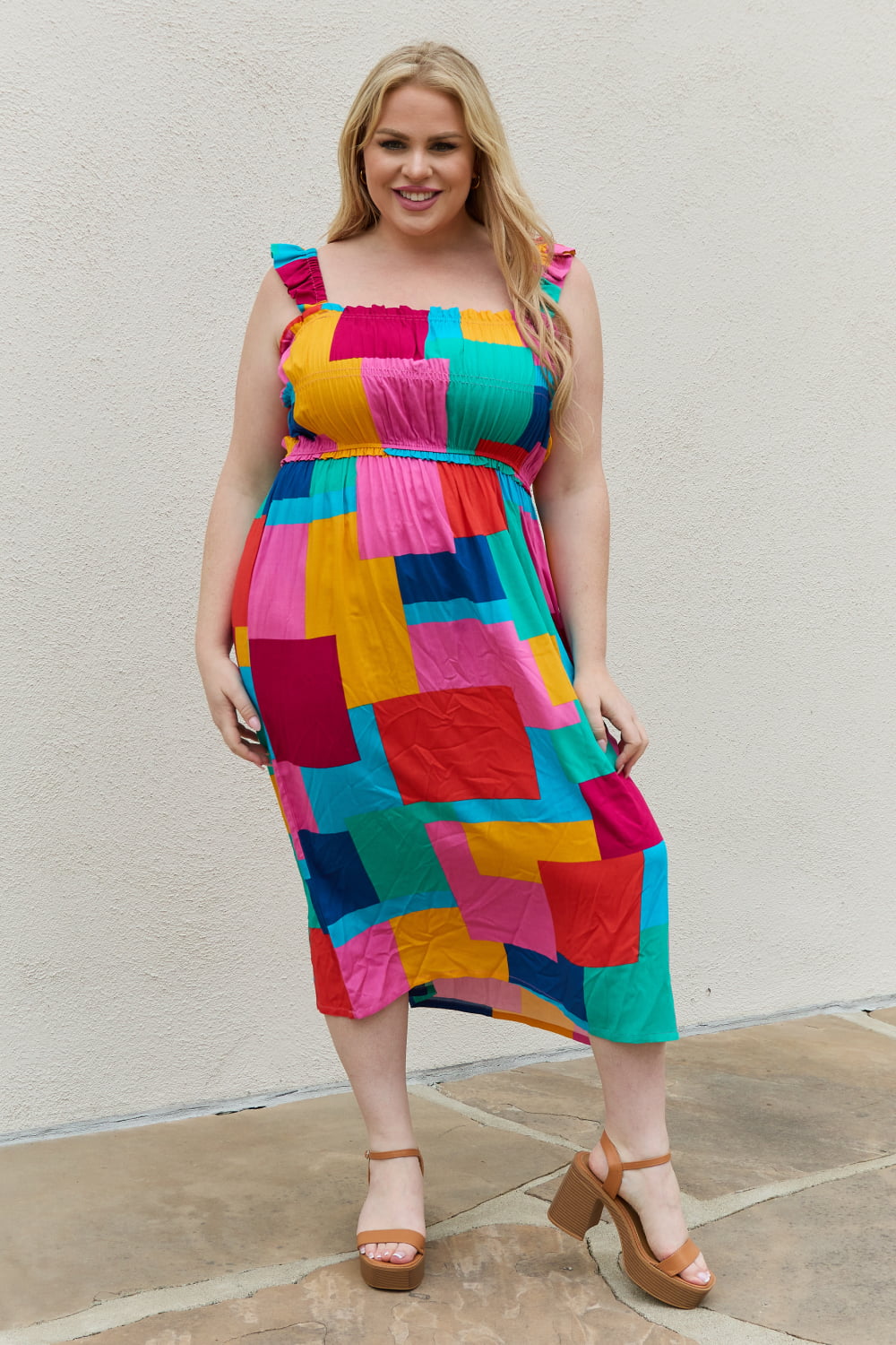 And The Why Multicolored Square Print Summer Dress - FunkyPeacockStore (Store description)