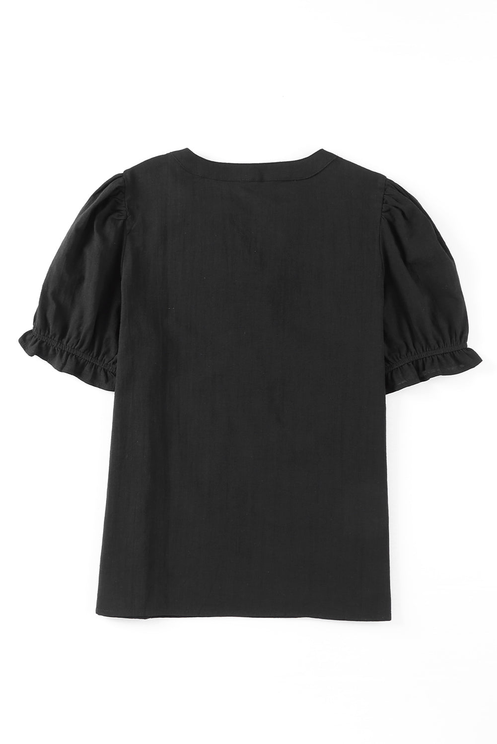 Embroidered Notched Neck Flounce Sleeve Top - FunkyPeacockStore (Store description)