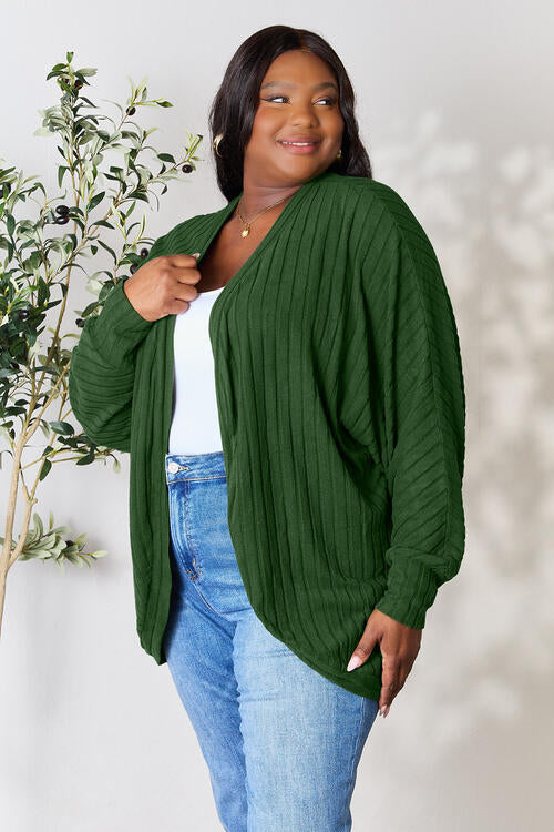 Basic Bae Full Size Ribbed Open Front Long Sleeve Cardigan - FunkyPeacockStore (Store description)