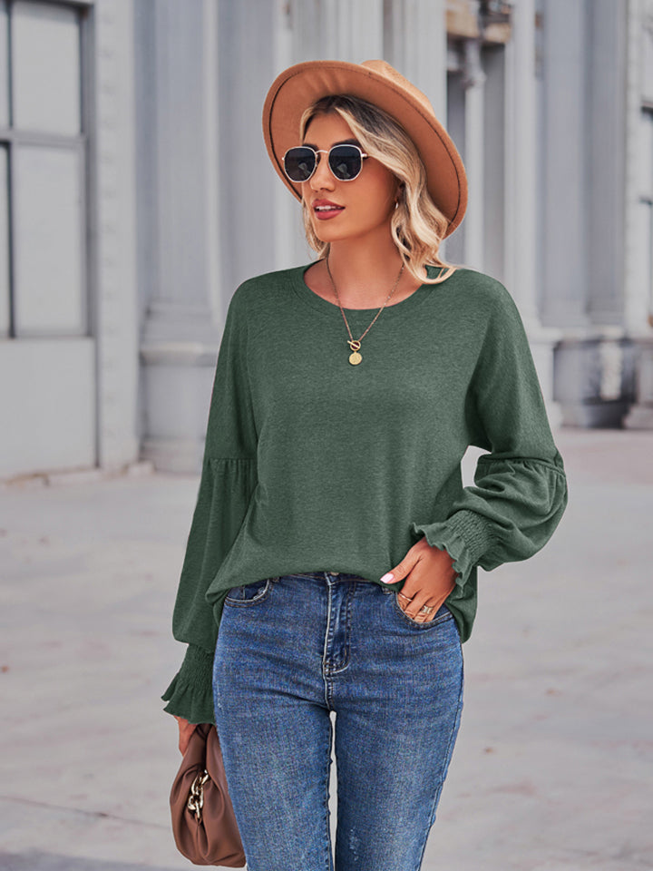 Round Neck Flounce Sleeve Blouse - FunkyPeacockStore (Store description)