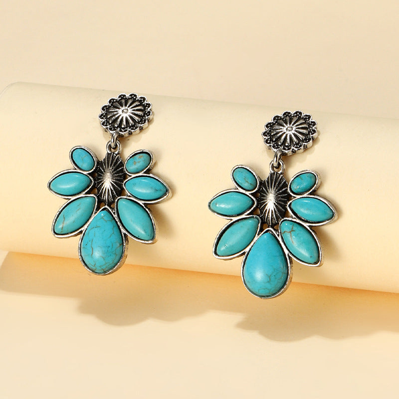 Artificial Turquoise Flower Earrings - FunkyPeacockStore (Store description)