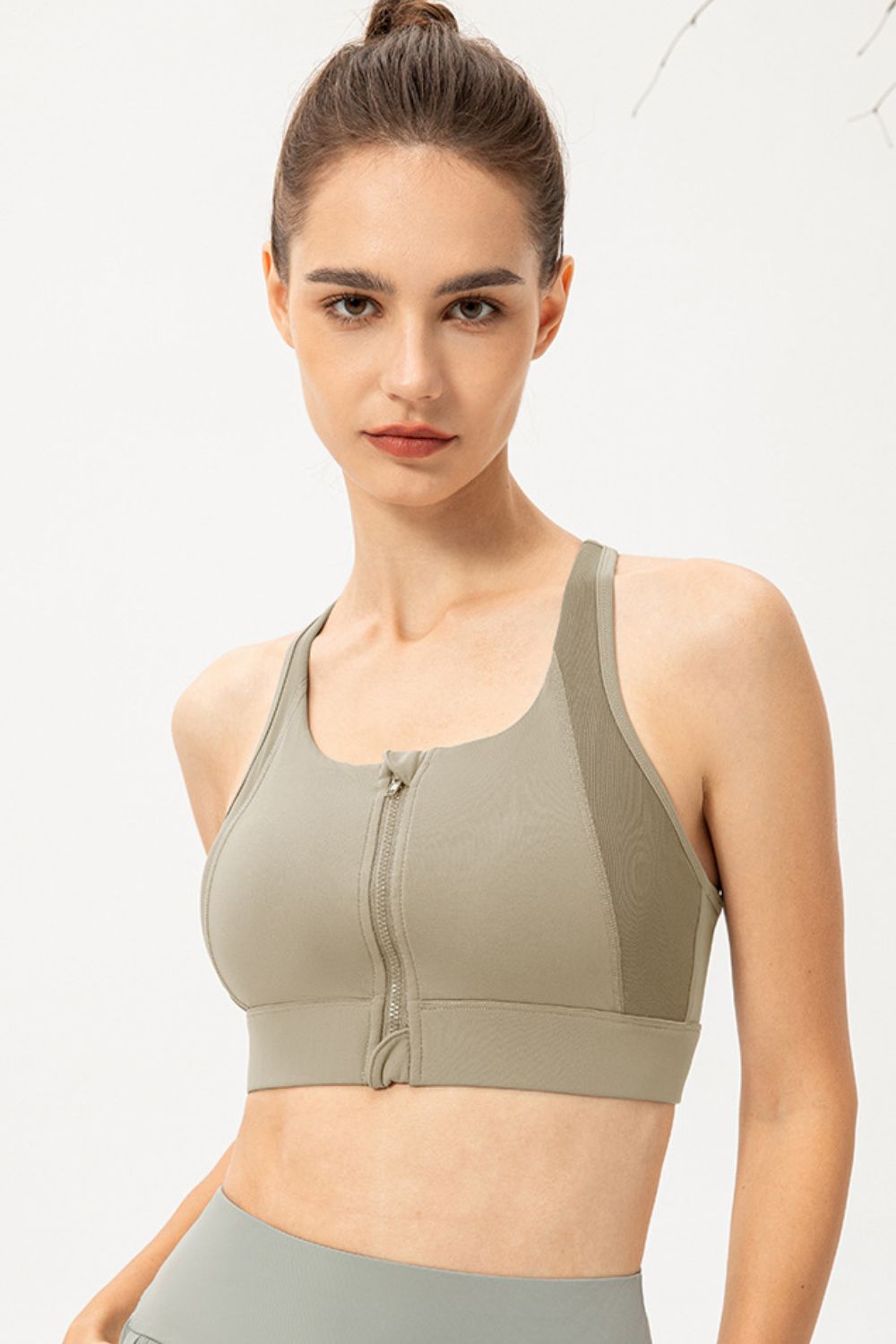 Zip-Up Round Neck Sports Bra - FunkyPeacockStore (Store description)