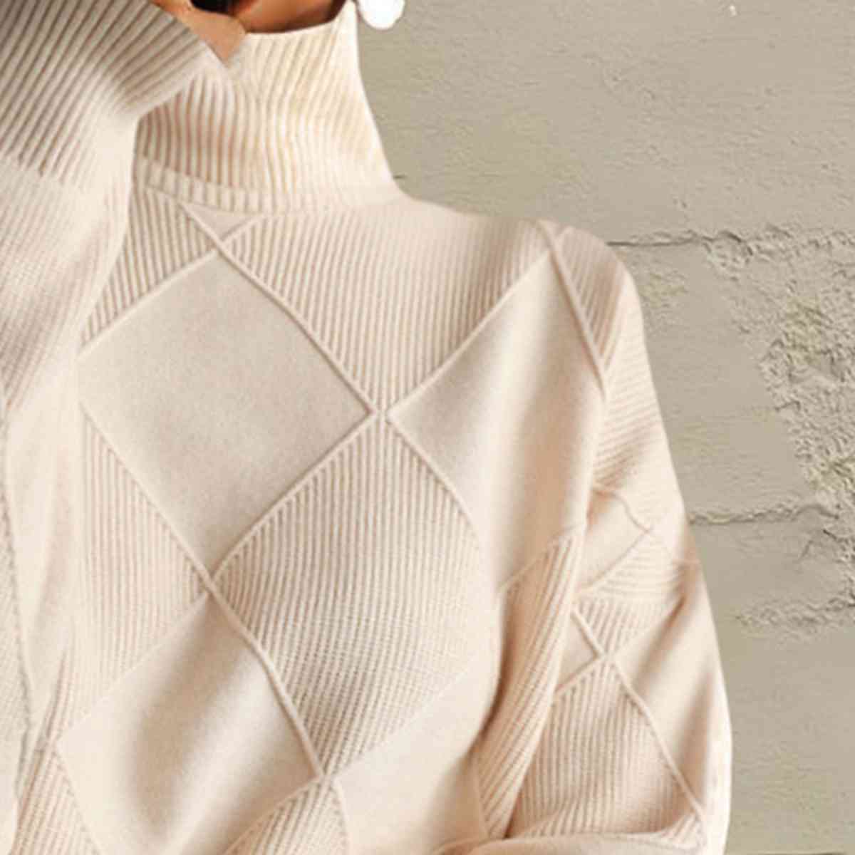 Geometric Turtleneck Long Sleeve Sweater - FunkyPeacockStore (Store description)