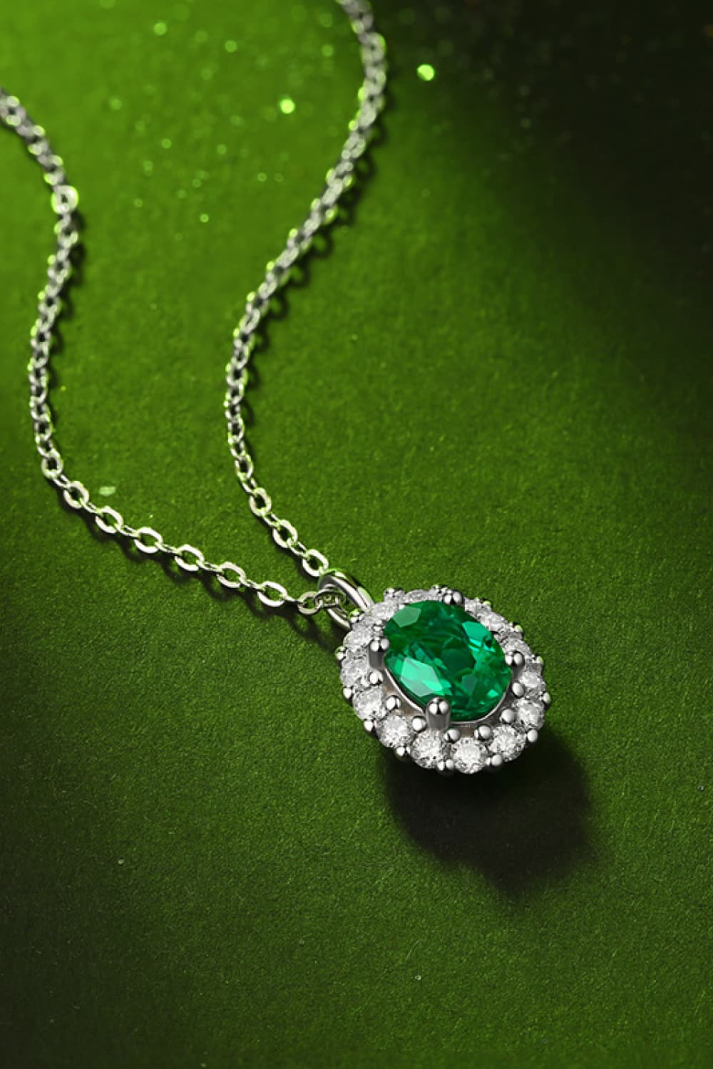 1.5 Carat Lab-Grown Emerald 925 Sterling Silver Necklace - FunkyPeacockStore (Store description)