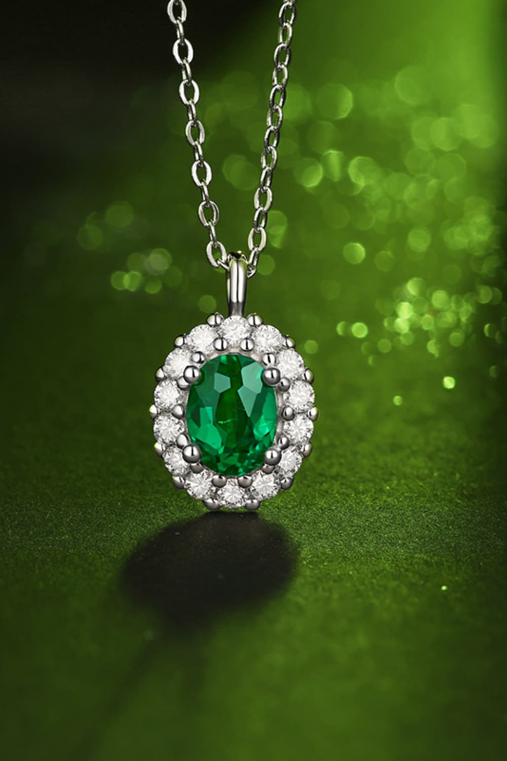 1.5 Carat Lab-Grown Emerald 925 Sterling Silver Necklace - FunkyPeacockStore (Store description)