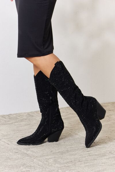 Forever Link Rhinestone Knee High Cowboy Boots - FunkyPeacockStore (Store description)