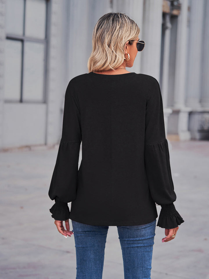 Round Neck Flounce Sleeve Blouse - FunkyPeacockStore (Store description)